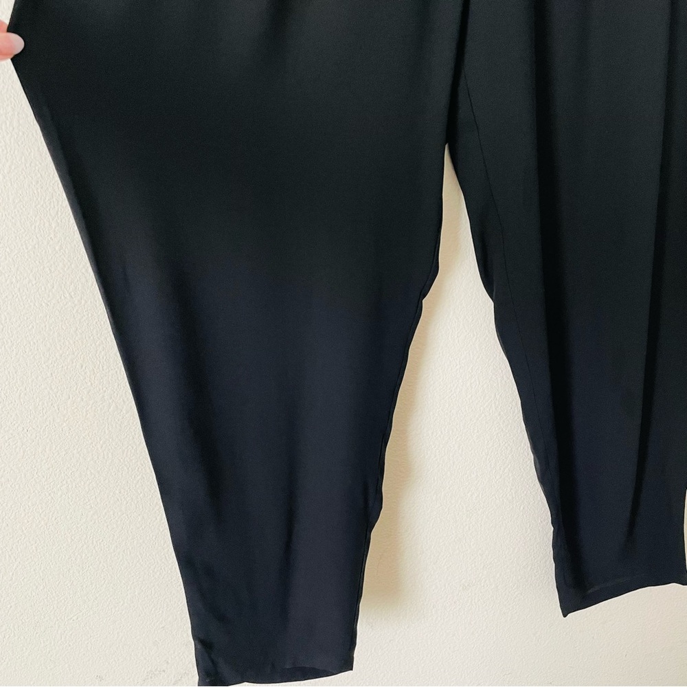 Eileen Fisher 1X Georgette 100% silk Crepe Tapered Pocketed Pants in black - Picture 3 of 6